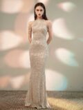 YIDINGZS-Elegant-Off-Shoulder-Beaded-Sequin-Evening-Dress-Women-Sliver-Party-Bodycon-Maxi-Dress