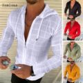 Fashion-Long-Short-sleeved-Hoodie-Zipper-T-shirt-Men-clothing-Summer-Solid-color-Casual-Plaid-print