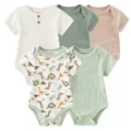 New-Born-Bodysuits-2023-Unisex-5Pieces-Baby-Girl-Clothes-Solid-Color-Cotton-Baby-Boy-Clothes-Set-1