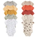 New-Born-Bodysuits-2023-Unisex-5Pieces-Baby-Girl-Clothes-Solid-Color-Cotton-Baby-Boy-Clothes-Set
