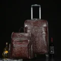 Genuine-Leather-crocodile-pattern-travel-luggage-with-handbag-backpack-men-s-first-layer-cowhide-trolley-suitcase