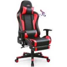 Gaming Chair with Footrest Speakers